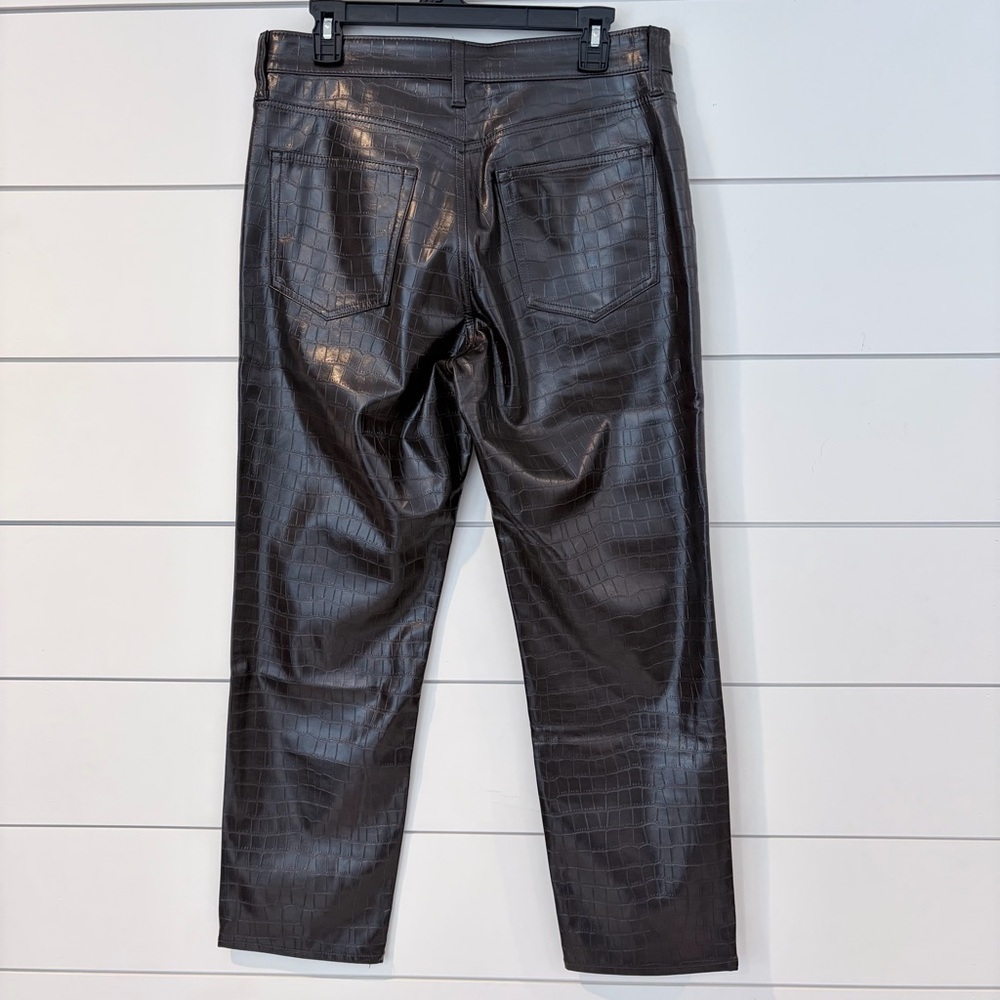 GAP Croc Embossed Edgy Chic Faux Leather Pants High Rise Cheeky Straight 31 - Picture 5 of 13